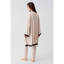 Artış Collection Uzun Kollu Likralı Viskoz Hamile Pijama Sabahlık Takım