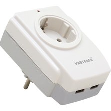 Vastfafa SM-120U Akım Korumalı 2 x Usb Çıkışlı Tekli Priz (16A-3680W) (4767) - ISL4948-1762