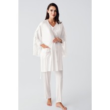 Artış Collection Uzun Şifon Kollu Esnek Vizkoz Hamile Sabahlık Pijama Takım 23106