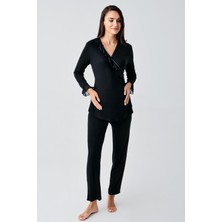 Artış Collection Uzun Şifon Kollu Esnek Vizkoz Hamile Sabahlık Pijama Takım 23106