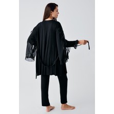 Artış Collection Uzun Şifon Kollu Esnek Vizkoz Hamile Sabahlık Pijama Takım 23106