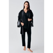 Artış Collection Uzun Şifon Kollu Esnek Vizkoz Hamile Sabahlık Pijama Takım 23106