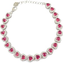 Brisinga Kırmızı Kalpli Su Yolu Gümüş Bileklik