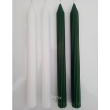 Qosrix Yılbaşı Özel Serisi 4'lü Yeşil Beyaz Şamdan Doğal Kokulu Soya Mumu