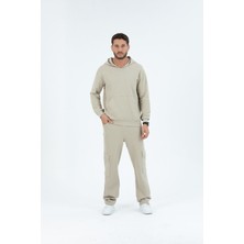 Shoppingdimoda  Pamuk, Kapuşonlu, Yan Cepli Sweatshirt + Kargo Model, Yan ve Arka Cepli Erkek Jogger Takım