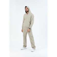 Shoppingdimoda  Pamuk, Kapuşonlu, Yan Cepli Sweatshirt + Kargo Model, Yan ve Arka Cepli Erkek Jogger Takım