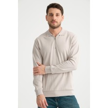 Shoppingdimoda  Pamuk, Polo Yaka, Fermuarlı Erkek Sweatshirt