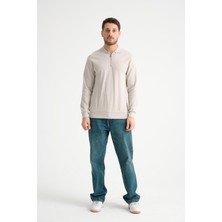 Shoppingdimoda  Pamuk, Polo Yaka, Fermuarlı Erkek Sweatshirt