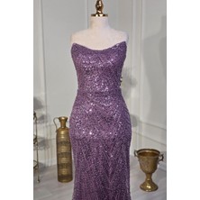 Yonca Moda Evi Store Lavanta Işlemeli Elbise 4546