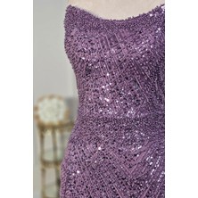 Yonca Moda Evi Store Lavanta Işlemeli Elbise 4546
