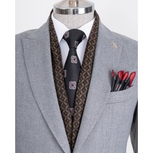 Italyan Stil Slim Fit Sivri Yaka Erkek Ceket Gri T13241