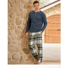 Pijamoni Erkek Düğme Yaka Kışlık Polar Pijama Takımı 6100/18 - 1 Adet