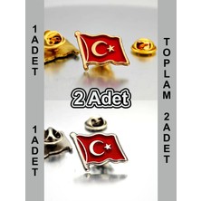 Yörük Tasarım 2 Adet Türk Bayrağı Gold&gümüş Yaka Rozeti