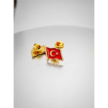 Yörük Tasarım 2 Adet Türk Bayrağı Gold Yaka Rozeti