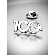 Yörük Tasarım 100. Yıl Onuru Dekope Kesim Yaka Rozeti Krom Kaplama