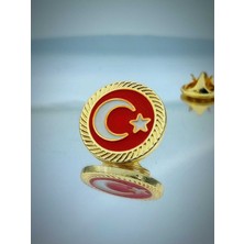 Yörük Tasarım Türk Bayrağı Fasetli Altın Kaplama Yaka Rozeti