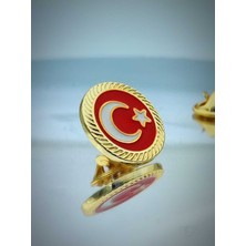 Yörük Tasarım Türk Bayrağı Fasetli Altın Kaplama Yaka Rozeti