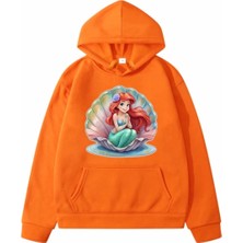 Kids Face Özel Tasarım Kapüşonlu Istiridye De Deniz Kızı Baskılı Kışlık Kız Çocuk Şık Sweatshırt