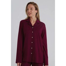 Eros 31800 Bordo Pamuklu Önden Düğmeli Kadın Pijama Takımı
