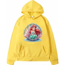 Kids Face Özel Tasarım Kapüşonlu Istiridye De Denizkızı Baskılı Kışlık Kız Çocuk Şık Sweatshırt