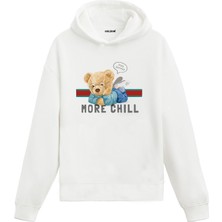 Colermi Chill Modu Ayıcık Tasarım Pamuklu Hoodie Sevgili Kombini Sevgiliye Kapşonlu Sweatshirt