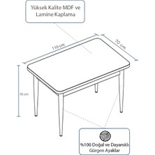 Dzgn Home 70 X110 cm Barok Ahşap Desen Mdf Masa Sabit Mutfak Masası, Yemek Masası