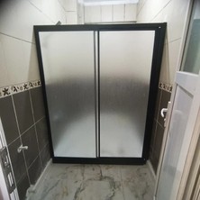 Nokta Duşakabin 140 cm Teknesiz Duşakabin Siyah Profil Plastik Mika Camlı