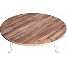 Dzgn Home Katlanabilir Metal Ayaklı Ahşap Yer Sofrası Tepsi Sini -Kahverengi