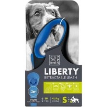 M-Pets Liberty Şerit Otomatik Köpek Gezdirme Kayışı 3 mt Mavi Smal