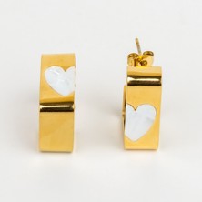 Sedef Taşlı Love Çelik Kadın Küpe