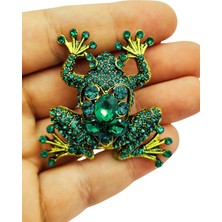 Bb Yeşil Taşlı Kurbağa Broş