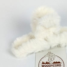 Woody Cord Peluş Mandal Toka Beyaz