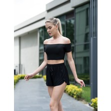 Lismina Kısa Kollu Omzu Açık Rahat Spor Tişört
