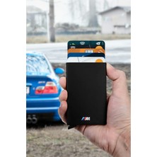 Vanilla Collection Bmw M3 Logolu Otomatik Mekanizmalı Kredi Kartlık Alüminyum Rfıd Koruma Sistemli Mat Siyah