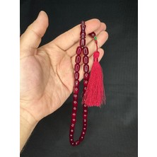 Anemore Collection Çubuk Kehribar Tesbih Bordo Renk Kapsül Kesim 13MMX9MM T-602