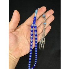 Anemore Collection Toz Kehribar Tesbih Mavi/lacivert Renkli Kapsül Kesim 12MMX8MM T-604