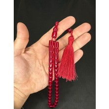 Anemore Collection Sıkma Kehribar Tesbih Kırmızı Renkli Kapsül Kesim 10,5MMX9MM T-609