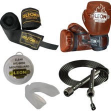 Leon Blade Training Boks, Kick Boks ve Muay Thai Eldiveni Atlama Ipi Dişlik ve Bandaj Seti 3,5 Metre
