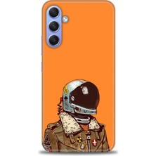 Samsung Galaxy S24 Fe Kılıf Hd Baskılı - Turuncu Astronot + 9h Nano Ekran Koruyucu