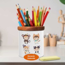 Asilmeydan Hayvan Kostümlü Bebekler Ahşap Seramik Kalemlik - 2148105182