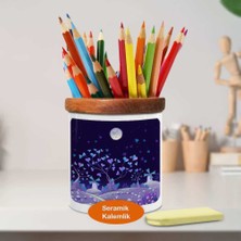 Asilmeydan Kalp Dallı Ağaçlar Ahşap Seramik Kalemlik - 1196-404