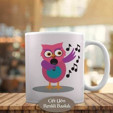 Asilmeydan Şarkı Söyleyen Pembe Baykuş Baskılı Kupa Bardak Hediyelik-92