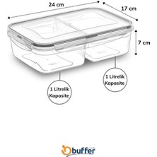 Lisinya 2 Bölmeli 1+1 Litre Kilitli Kapaklı Erzak Saklama Kabı LC-525 (4767) -