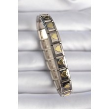 Clariss 316L Çelik Gümüş Renk Gold Yıldız Işleme Nomination Charm Bileklik