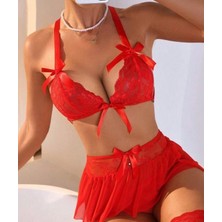 BscitirStore  Kırmızı Dantelli Fiyonklu Harika Babydol BS9240