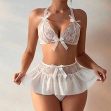BscitirStore beyaz Dantelli Fiyonklu Harika Babydol BS9239