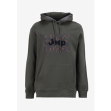 Jeep Kapüşon Yaka Baskılı Haki Erkek Sweatshırt C4WM-SWT4214