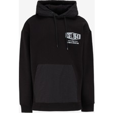 Jeep Kapüşon Yaka Baskılı Siyah Erkek Sweatshırt J4WM-SWT4206