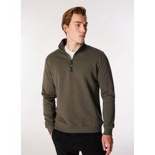 Jeep Dik Yaka Relaxed Haki Erkek Düz Sweatshirt C4WM-SWT4256