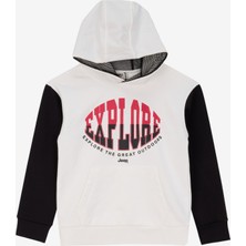 Jeep Baskılı Erkek Çocuk Siyah - Ekru Sweatshırt J4WB-SWT7757